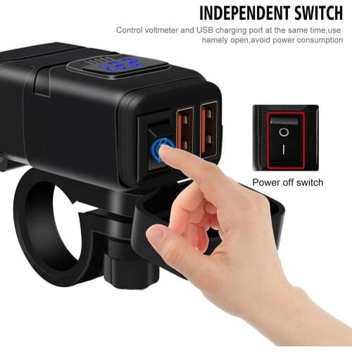 QC3.0 USB Motorcycle Charger For Huawei Phone Waterproof Dual USB Quick Change 12V Power Supply Adapter Universal for Samsung