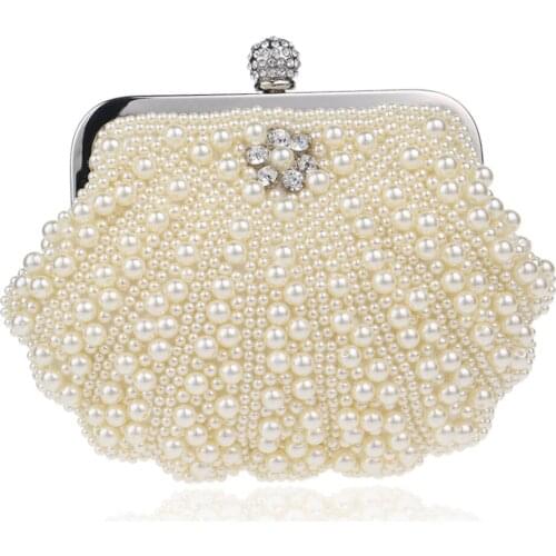 New Fashion Shell Design Women Evening Bags Beaded Handmade Diamonds Chan Shoulder Messenger Bag Crystal Wedding Evening Bag