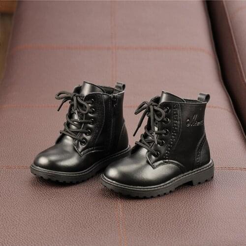 Snow Booties Boys Kids Shoes Keep Warm Children Martin Boots Genuine Leather Thicken Plush Winter Shoes Soft SMM019