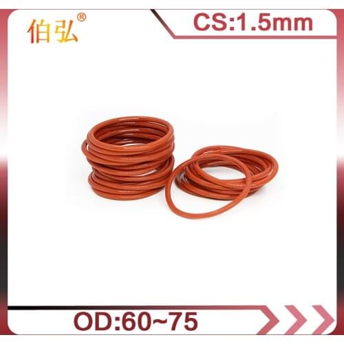 1PC/lot Red Silicon O-Ring Silicone/VMQ 1.5mm Thickness OD60/75mm O Ring Seal Rubber Gasket Ring Washer