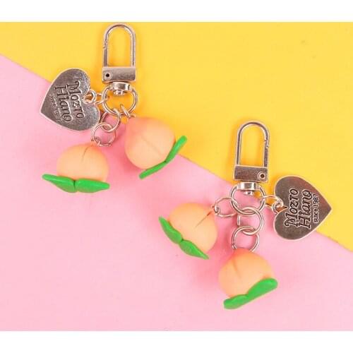 1pc Cute pink peach Pendant keychains wallet chain llaveros bag charm Nice Gift