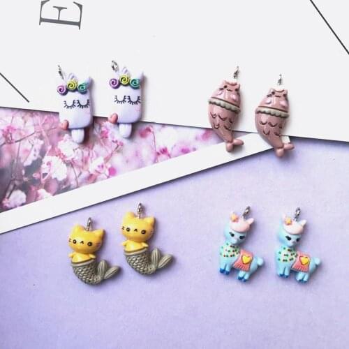 10pcs kawaii Flat back resin Resin kitten,charms Jewelry necklace earring pendant keychain charms for DIY decoration gift