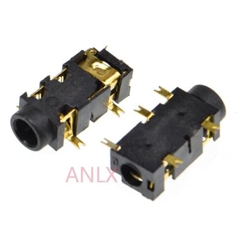 10PCS PJ-327A 3.5MM SMD AUDIO FEMALE SOCKET Gold-Plated Patch Headphone CONNECTOR