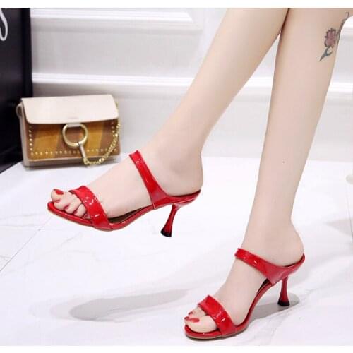 2020 summer new womens strap-on slippers open toe solid color sweet elegant high-heeled simple dating womens shoes U24-38