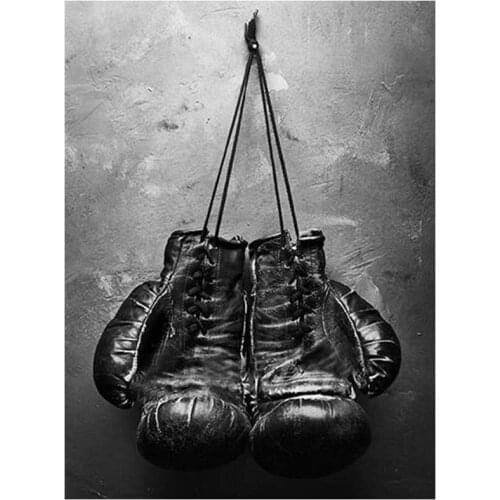 Full Boxing Gloves Vintage Photo Diamond Embroidery 5D Diy Diamond Painting Cross Stitch mosaic Black and White Wall Sticker