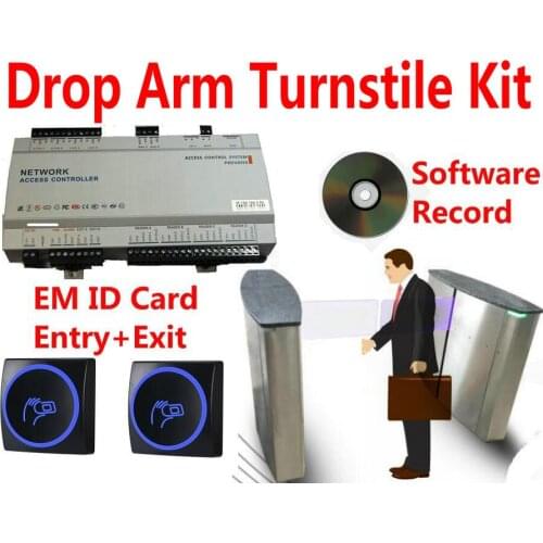 Industry level Basalt case Drop-Arm Turnstile Long dimension Gate +RFID EM Access Reader+Network Access Controller+Software keep