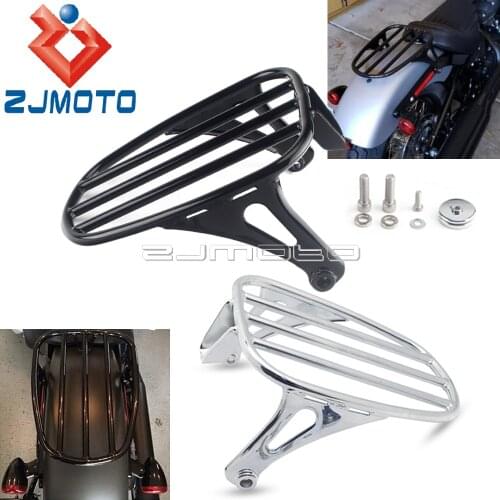 Motorcycle Black / Chrome Rear Solo Seat Luggage Rack Carrier for Harley Softail Slim FLSL Street Bob FXBB 2018-Up 2020 2021
