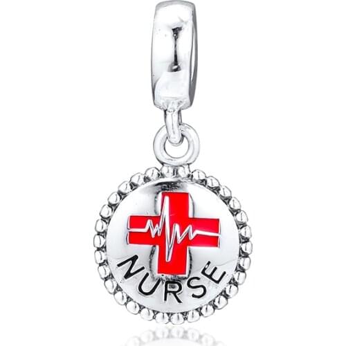 CKK Caring Nurse Charms 925 Original Fit Pandora Bracelets Sterling Silver Charm Beads for Jewelry Making Bead kralen