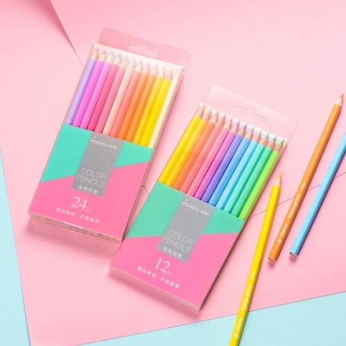 12/24 Macaron Colors Cute Colored Pencil Non-toxic Pencil Set For Students Lovely Drawing Writing Supplies School Art Stationery