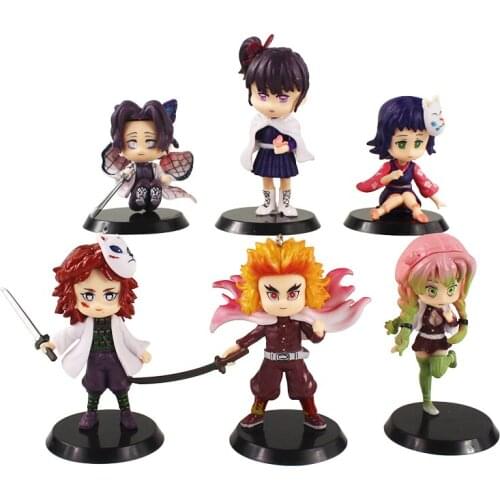 Demon Slayer Q Version Figure Tanjirou Nezuko Zenitsu Inosuke Kyoujurou PVC Action Figure Collectible Model Anime Toy Gift