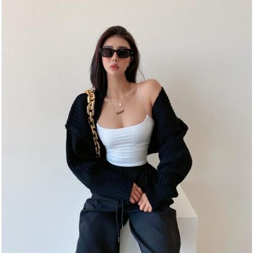 Europe Street Beat Bat Sleeve Shawl Cardigan Womens Short Knitted Long Sleeve Sweater Tops Womens A97K