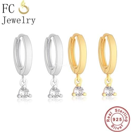 FC Jewelry 925 Sterling Silver Gold Color Honey Bee Black Zirconia Piercing Stud Earring For Women Accessories Brincos 2020 New