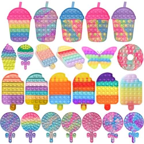 Rainbow Bubble Fidget Sensory Toy for Autisim Special Needs Anti-stress Game Stress Relief Squishy Fidget Toys for Kids