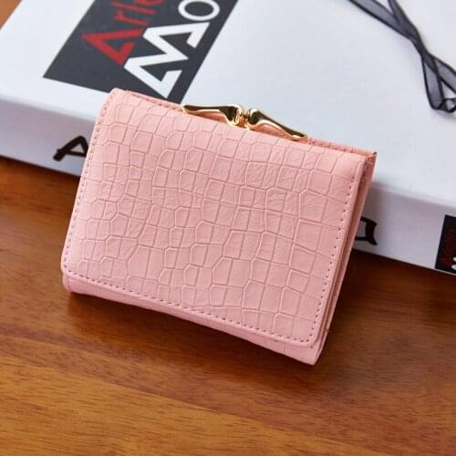 Hasp Lock Three Fold PU Leather Wallet For Women, Small Day Clutch Coin Purse Card Hold Cash Bags Short Wallets