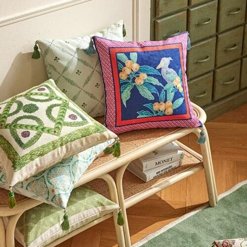 Square Decorative Pillow Covers AB Side Floral Pillowcase Soft Cushion Cover for Sofa Couch Chair Bed Living Room Car Seat Pink