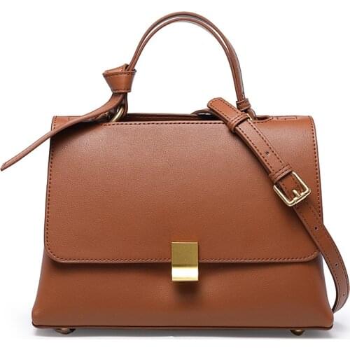 Hot Selling Women Genuine Leather Shoulder Bags Simple Handbags 2021 High Quality Soft Leather Totes Female Soft Crossbody Bag