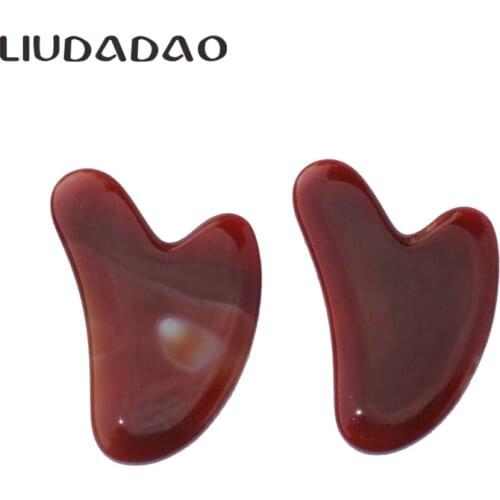 Natural Stone Face Massager Red Carnelian Face Guasha Wands Beauty Health Facial Massage Tools Skin Care Body Relax