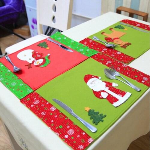 Table Dish Bowl Food Placemat Decoration Christmas Home Party Santa Claus Mats