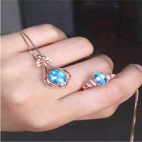 Natural Topaz Jewelry set Natural Topaz Real Topaz Jewelry set 925 sterling silver 1pc pendant,1pc ring