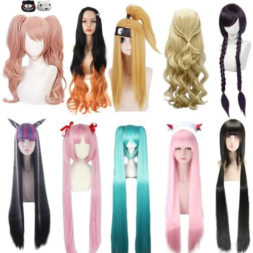 Halloween Carnival Masquerade Funny Props Anime Cartoon Nezuko Danganronpa Cosplay Wig Adult Extended Wig