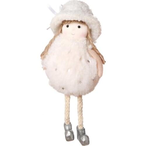 Hanging Ornament Lovely Portable Fabric Christmas Tree Bowknot Five-pointed Wear-resistant Girl Doll Toy Pendant for Children