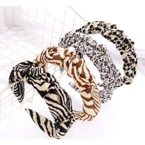 Flower Leopard Zebra Print Scrunchies Hairband Headband for Women Girls Hair Accessories
