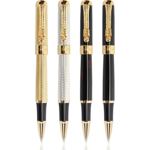 Luxury Jinhao 1200 Gel Ballpoint Pen Set Golden Silver Metal Pole Office Gifts Ink Pens 0.7MM Nib Caneta Tinteiro