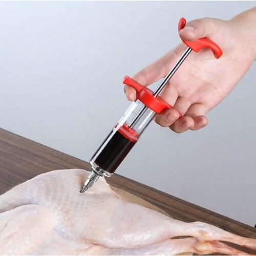 Hot Selling BBQ Meat Syringe Marinade Injector Turkey Chicken Flavor Syringe Kitchen Cooking Syinge Accessories