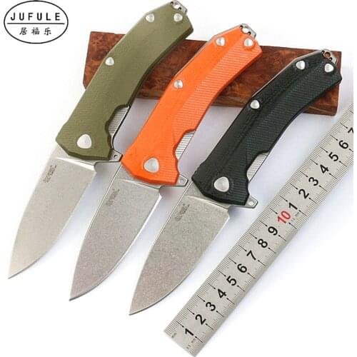 JUFULE Lionsteel KUR Folding Clip Sleipner Blade G10 Handle Ball Bearing Tactical Camping Survival Hunting Pocket Knife EDC Tool