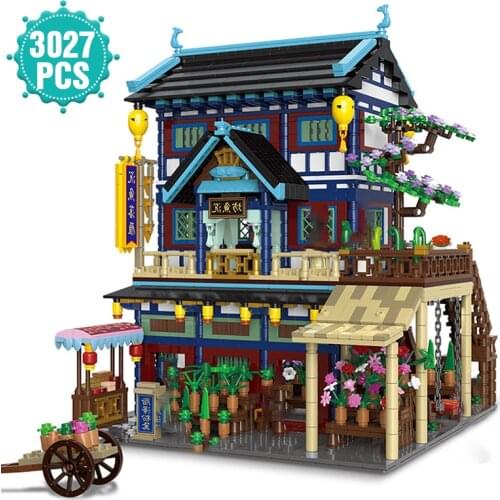 New Arrival Ideas Chinese Style Ancient Architecture Building Blocks Zhuque Street House Bricks Toy Birthday Gift For Children