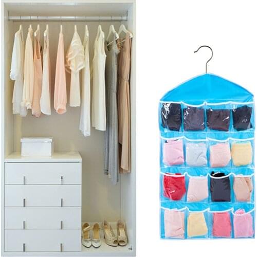 Storage Bags Space Saver Terylene Sock Storage Bag Closet Storage 16 Grid Super Convenience Underwear Organizer Home Decor