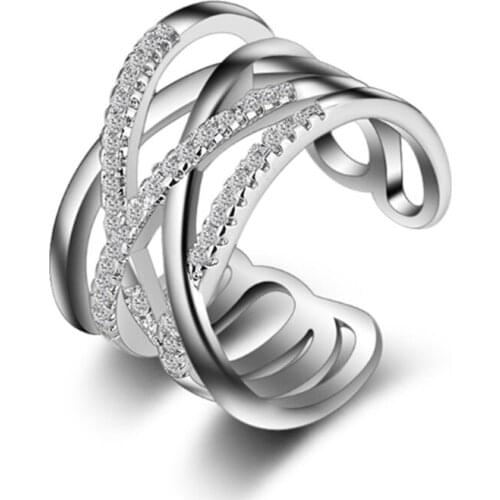 Japanese and Korean version of the simple personality wild classic two-color double silver plated rings SA041