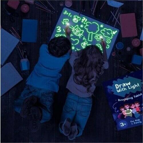 1set Russian English A3 A4 A5 children kids Educational Drawing Board Toys Tablet Graffiti Led Luminous Magic Raw With Light-fun