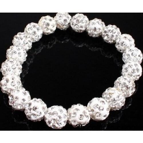 10mm 6pcs/lot Stretch Elastic black red mixed white ball bead Crystal crystal Bracelet new bangle for women men d3f