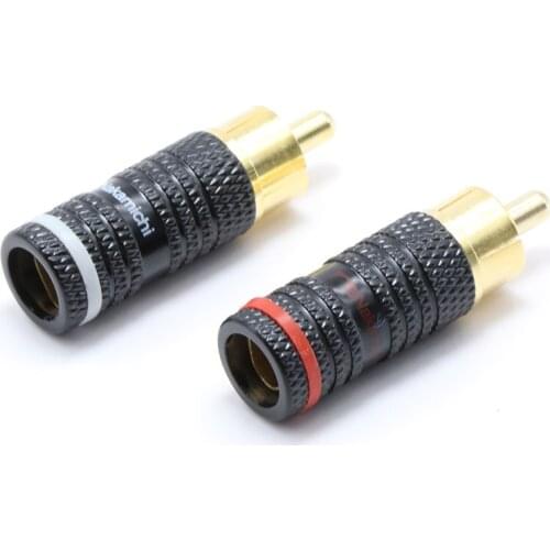 10pcs Nakamichi gold plated rca audio plug,RCA Male Plug Jack Plug-in Locking Soldering Audio Connector,hifi interconnect jack