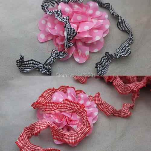 10 yard 3/4" 20mm Gingham Elastic Trim Ruffle Ribbons Trimming Pick color