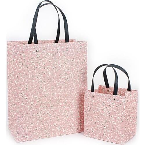 12pcs Pink cute small flowers pattern gift bag wedding party christmas decoration pocket clothing paper packaging storage bags