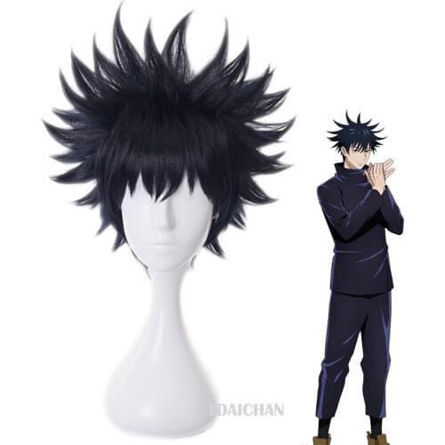 20201Anime Jujutsu Kaisen Cosplay Wig Megumi Fushiguro Synthetic Halloween Christmas Party Role Play Props Wig + Free Wig Cap
