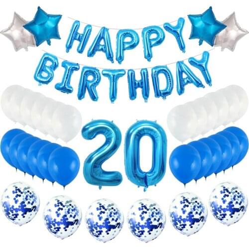 30pcs Rose Gold Sweet 20 Birthday Girl Ballons Latex Globos Metalicos Happy Birth Large 40inch Letters Latex Decorations for Her