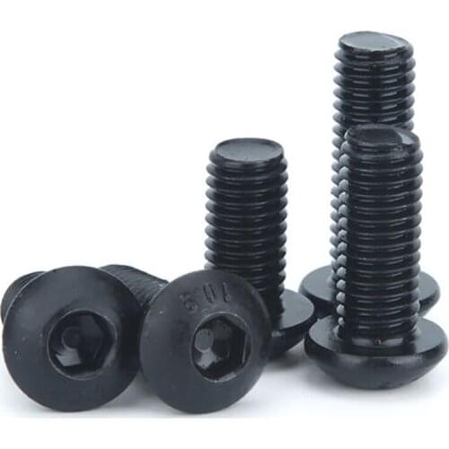 5Pcs BSW 1/4-20 3/8-16 Black Zinc Button Head Hex Socket Screws Allen Bolts High Tensile Grade 10.9