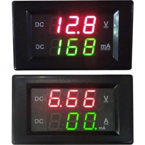 AIMOMETER DC 600V 20A Dual Digital Voltmeter Ammeter Volt Amp Tester Gauge Meter Red+Green LED