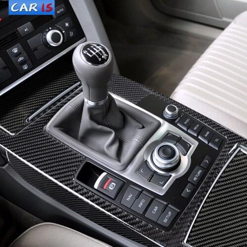 Car Interior Accessories Moulding Carbon Fiber Central Control Gear Shift Panel Stickers Decals Car Styling For Audi A6 c5 c6