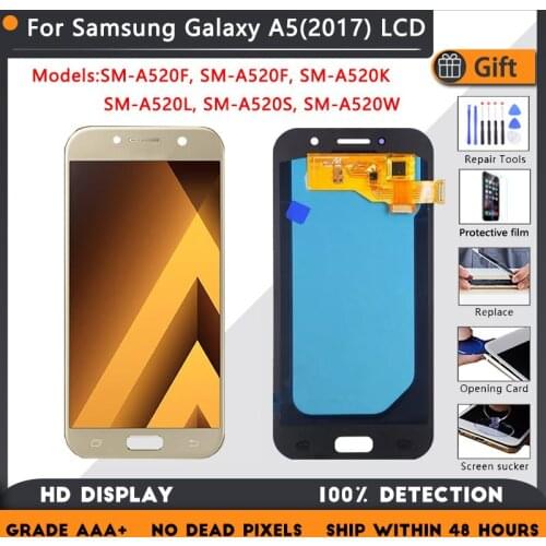 AMOLED for SAMSUNG Galaxy A5 2017 A520F, A520F, A520K, LCD Display Touch Screen Digitizer Assembly Replacement 100% Testing