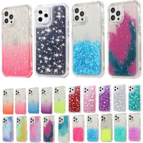 Glitter Shockproof Bumper Phone Cases for iPhone 12 11 Pro Max SE 2020 Bling Back Cover Hybrid Armor Protection Fundas Women