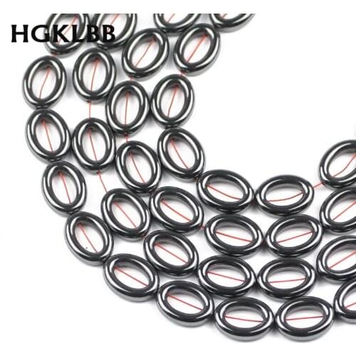 HGKLBB 16x12MM Oval Ellipse Circle Black Hematite Natural Stone Spacer Loose Beads For Jewelry Making DIY Bracelet accessories