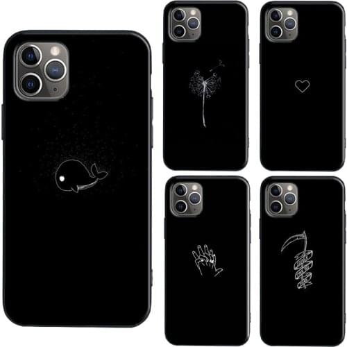 Black Aesthetic Art Case For iPhone 11 12 Pro Max mini SE 2020 6S 8 7 Plus X XR XS Max Back Cover Shell