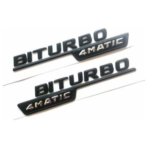 For 2X LOGO EMBLEMA 3D 4MATIC BITURBO LATERALE INTERNO ADESIVO STEMMA BITURBO NERO