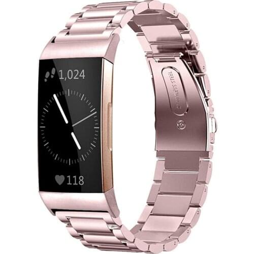 For Fitbit Charge 4 3 Smart Bracelet Strap Stainless Steel Watch Band Loop For Fitbit Charge 3 4 Black Silver Strap Correa