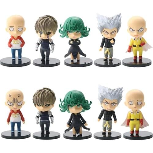 5PCS One Punch Man Figure Saitama Genos Tatsumaki Garou Q Version Figurine Toys Action Figures Model Car Decoration Dolls Toy