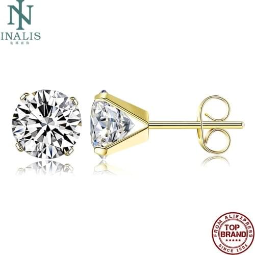 INALIS 7MM Round Shaped Stud Earrings For Women Cubic Zirconia Small Earring Valentines Day Gifts Fashion Jewelry Best Selling